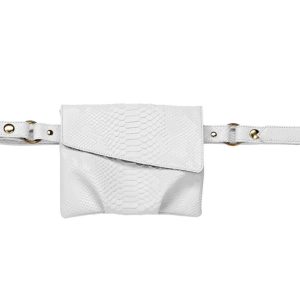 Product Image and Link for Magali Hollywood Bag White Vegan Snakeskin