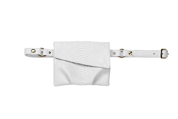 Product Image and Link for Magali Hollywood Bag White Vegan Snakeskin