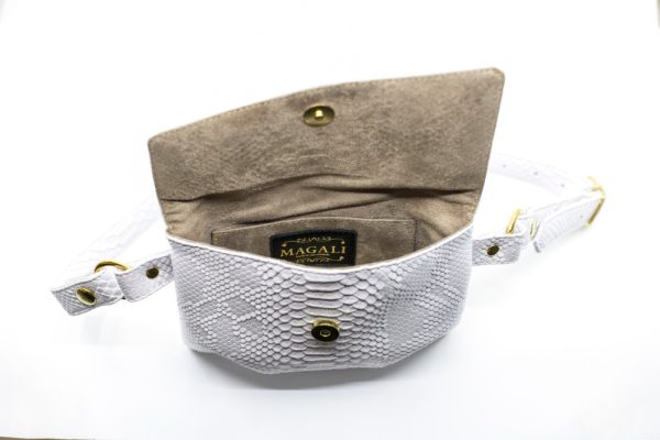 Product Image and Link for Magali Hollywood Bag White Vegan Snakeskin
