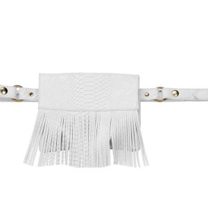 Product Image and Link for Magali Malibu Bag White Vegan Snakeskin