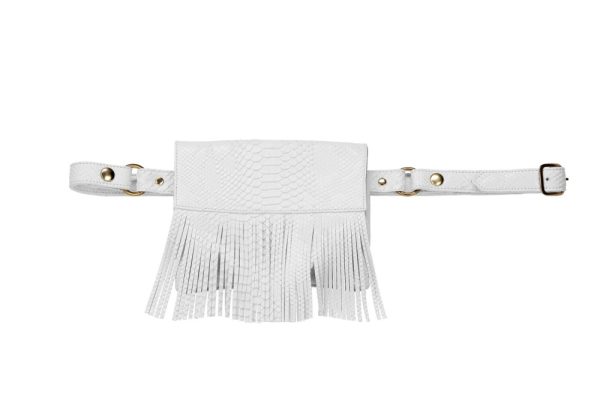 Product Image and Link for Magali Malibu Bag White Vegan Snakeskin