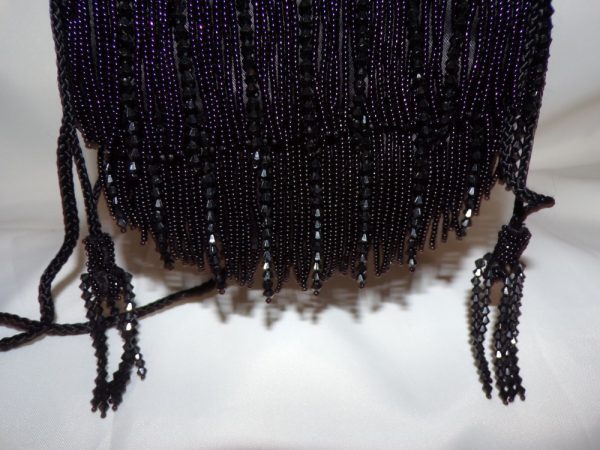 Product Image and Link for Vintage CACHE Black Beaded Flapper Fringe Evening Bag Purse