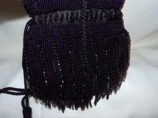 Product Image and Link for Vintage CACHE Black Beaded Flapper Fringe Evening Bag Purse