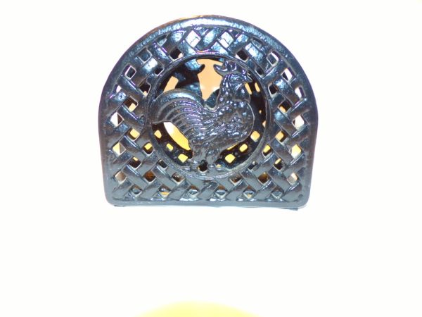 Product Image and Link for Black Cast Iron Rooster Chicken Mail/Letter Napkin Holder