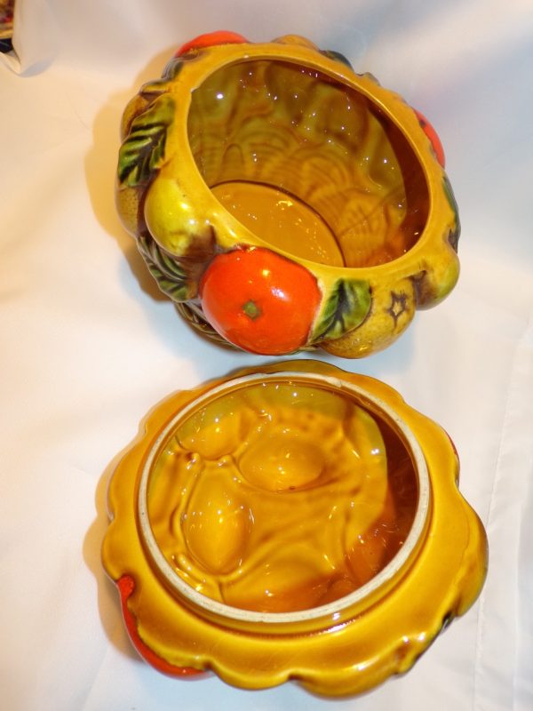Product Image and Link for Vintage INARCO Glazed Ceramic Fruit Bowl Cookie Jar