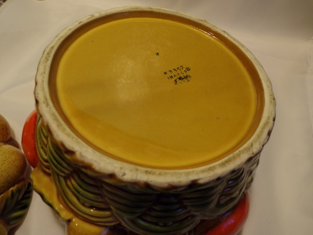 Vintage INARCO Glazed Ceramic Fruit Bowl Cookie Jar