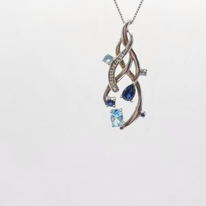 Product Image and Link for Sapphire & Topaz silver necklace