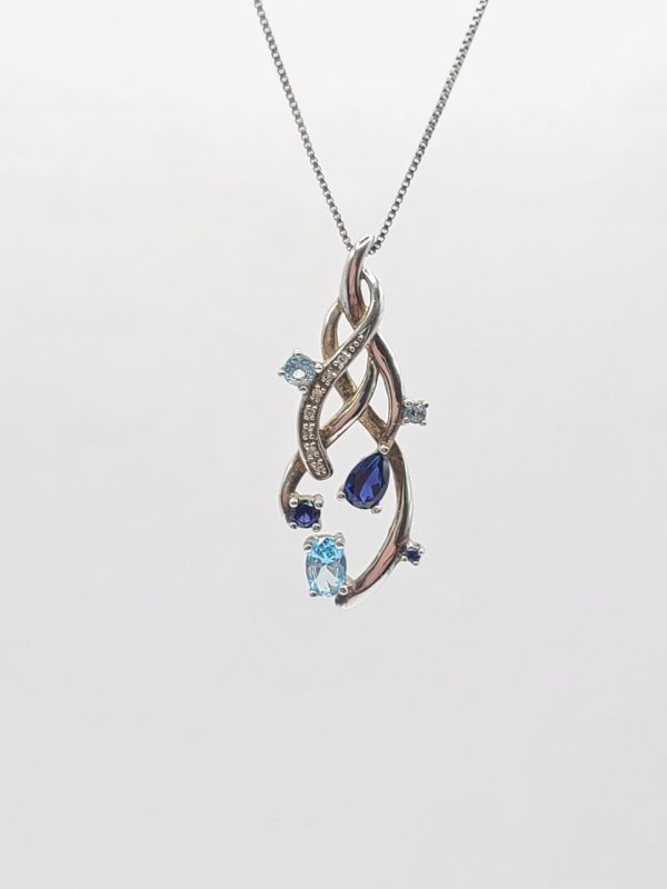 Product Image and Link for Sapphire & Topaz silver necklace