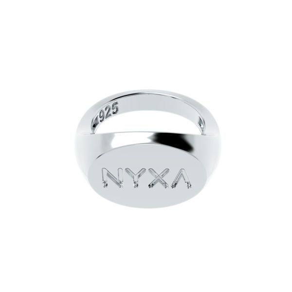 Product Image and Link for NYXA Round Sterling Silver Signet Ring