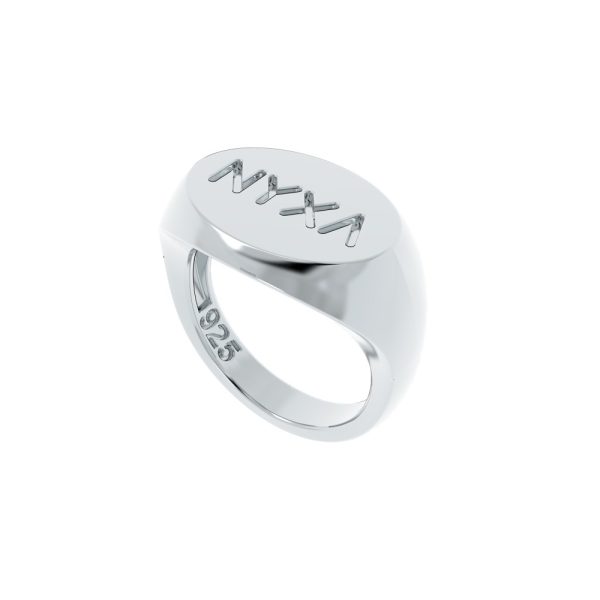 Product Image and Link for NYXA Round Sterling Silver Signet Ring