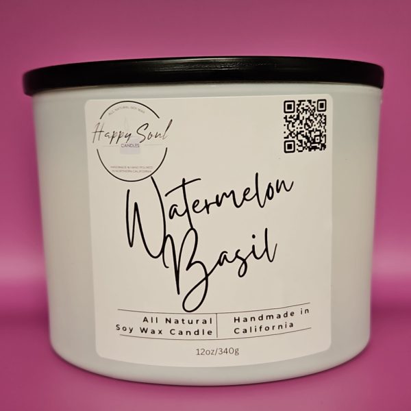Product Image and Link for Watermelon Basil 3-Wick Soy Candle (12oz)