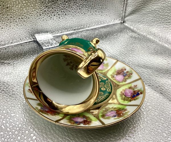 Product Image and Link for Vintage JKW Carlsbad Demitasse Teacup & Saucer Hand Painted