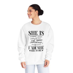 Product Image and Link for “Empowerment Echo Sweatshirt: She Is, I Am, We Are”