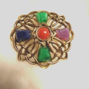 Product Image and Link for Vintage Soldor Sol Dor Multicolor Scottish Celtic Brooch 1 1/2″