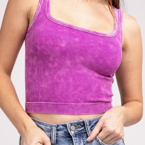 Product Image and Link for 2 Way Neckline Washed Ribbed Cropped Tank Top