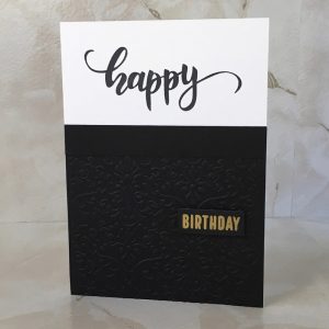 Product Image and Link for Black and Gold Happy Birthday Greeting Card