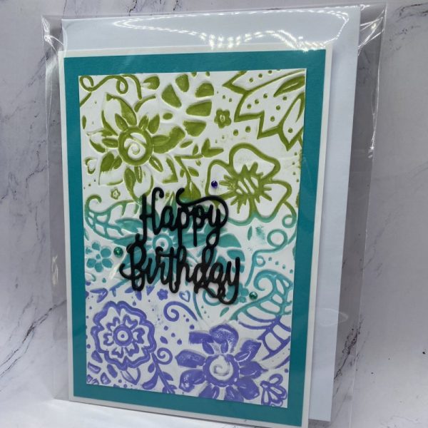 Product Image and Link for Happy Birthday Card with Embossed Flowers