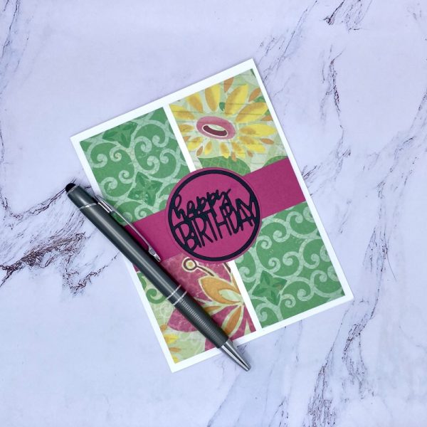 Product Image and Link for Green with Magenta Blooms Greeting Card Set