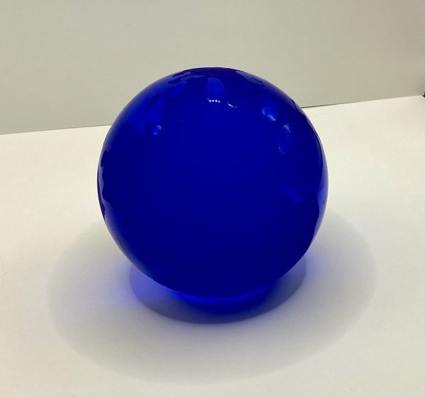 Product Image and Link for Cobalt Blue Glass Earth Etched Paper Weight