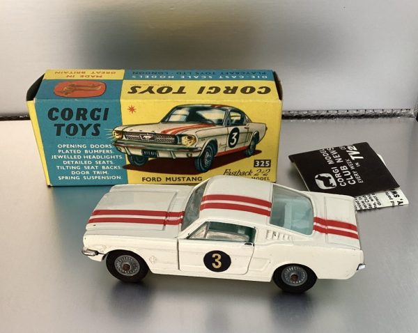 Product Image and Link for Corgi 1966 Ford Mustang Fastback 2+2 Die Cast Toy #325 Competition