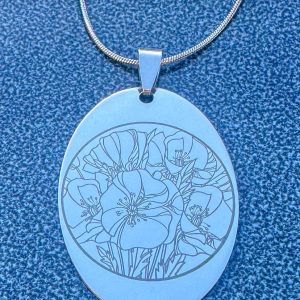 Product Image and Link for California Poppy Stainless Steel Pendant Set