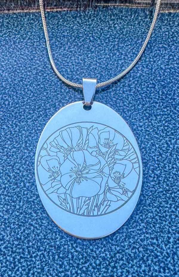 Product Image and Link for California Poppy Stainless Steel Pendant Set