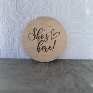 Product Image and Link for “Here” Sign for Baby Arrival