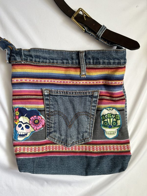 Product Image and Link for Up-cycled Denim Frida Kahlo Purse