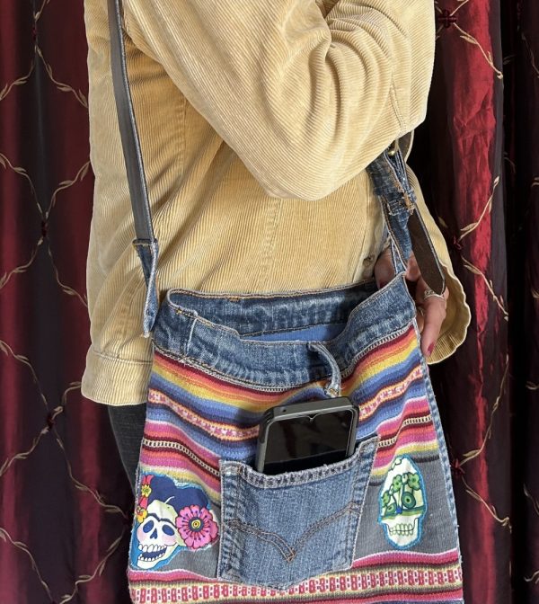 Product Image and Link for Up-cycled Denim Frida Kahlo Purse