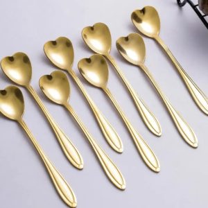 Product Image and Link for 3pc, Perfect Peace Golden Heart Stainless Steel Teaspoon