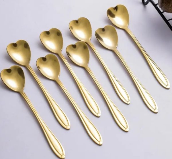 Product Image and Link for 3pc, Perfect Peace Golden Heart Stainless Steel Teaspoon