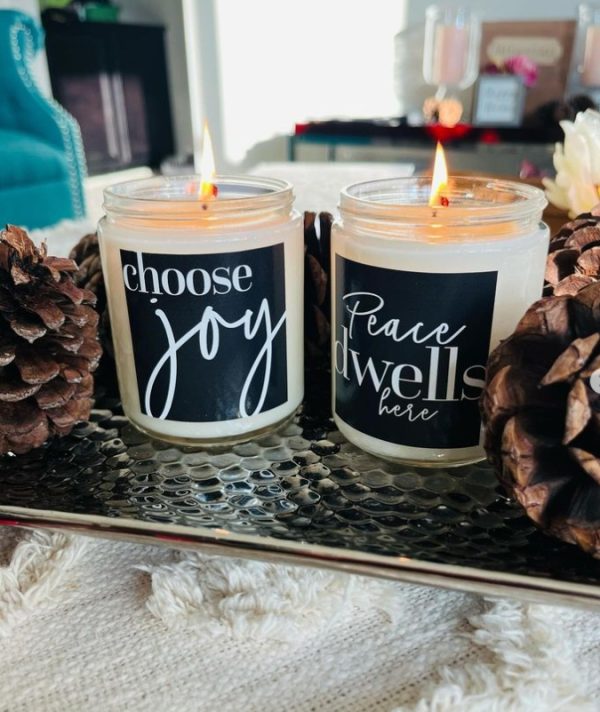 Product Image and Link for Perfect Peace Tea Peace Dwells Here Cardamom and Amber 8oz Glass Candle [BOGO FREE]