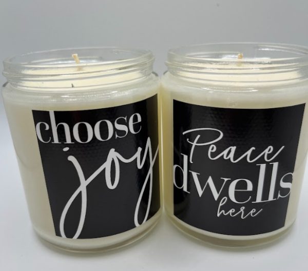 Product Image and Link for Perfect Peace Tea Peace Dwells Here Cardamom and Amber 8oz Glass Candle [BOGO FREE]