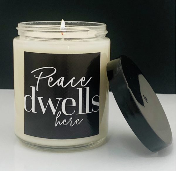 Product Image and Link for Perfect Peace Tea Peace Dwells Here Cardamom and Amber 8oz Glass Candle [BOGO FREE]