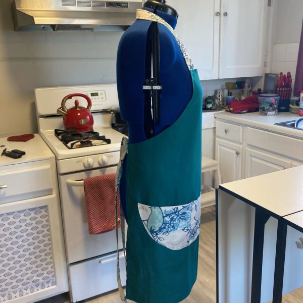 Product Image and Link for Handmade Turquoise w/ Flowered pocket Apron