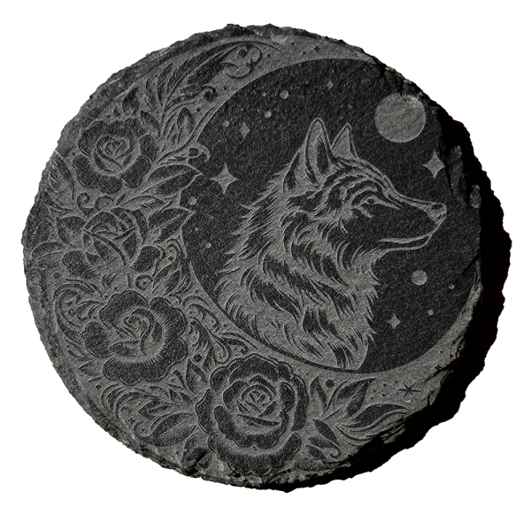 Product Image and Link for Mystical Wolves Slate Coaster Set (Set of 4): Infuse Your Day with Magic