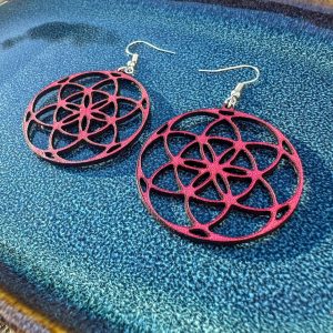 Product Image and Link for Rose-Hued Geometric Leather Earrings