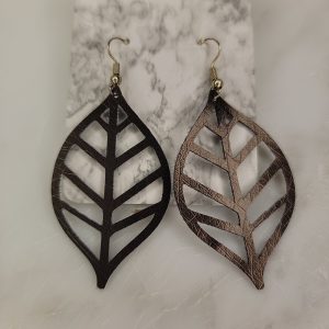 Product Image and Link for Faux leather leaf earings