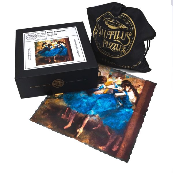 Product Image and Link for Blue Dancers By Edgar Degas (180 Piece Wooden Jigsaw Puzzle)