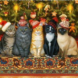 Product Image and Link for Cozy Christmas Cats (501 Piece Wooden Jigsaw Puzzle)