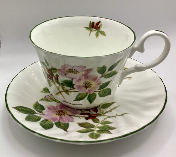 Product Image and Link for Regency English Bone China Teacup Saucer Rosa Canina