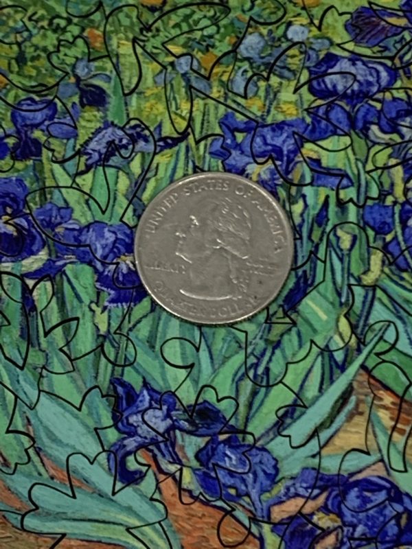 Product Image and Link for Irises By Vincent Van Gogh (50 Piece Mini Wooden Jigsaw Puzzle)