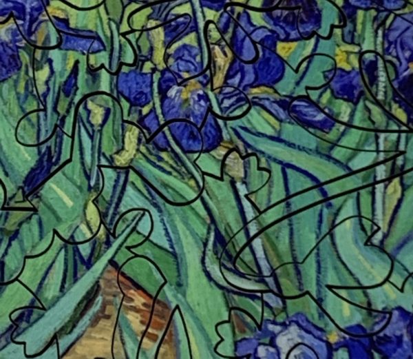 Product Image and Link for Irises By Vincent Van Gogh (50 Piece Mini Wooden Jigsaw Puzzle)