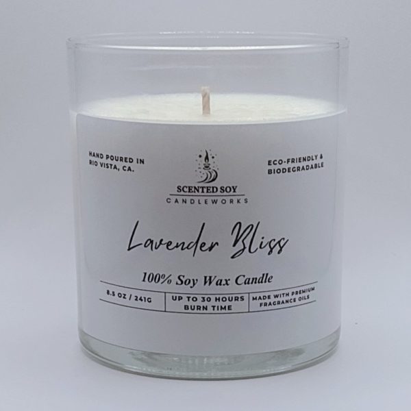 Product Image and Link for Lavender Bliss Soy Wax Candle 8.5 oz.