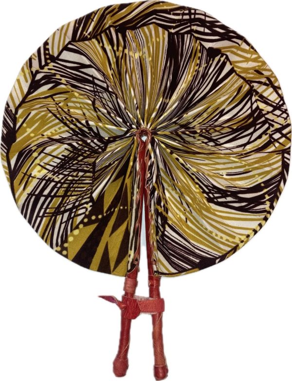 Product Image and Link for Gold & Brown African Fan (Folding) Rust Leather Handle
