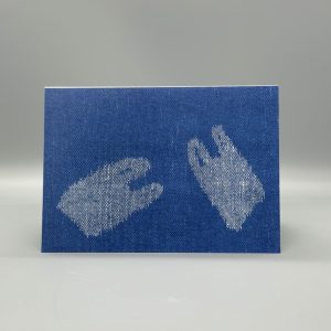 Product Image and Link for “Plastic Bag, Floating” Blank Card (Original Textile Art)