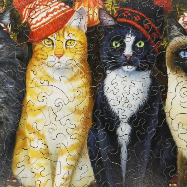 Product Image and Link for Cozy Christmas Cats (501 Piece Wooden Jigsaw Puzzle)