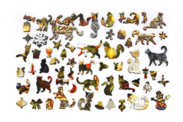 Product Image and Link for Cozy Christmas Cats (501 Piece Wooden Jigsaw Puzzle)