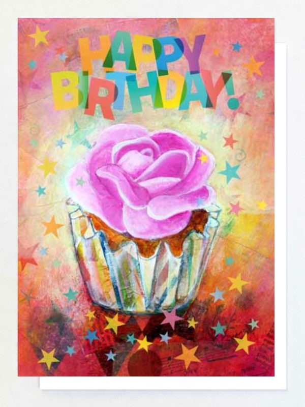 Product Image and Link for Rose Cupcake Greeting Card