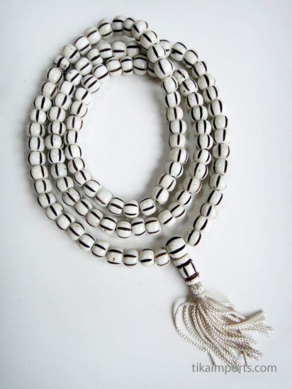 Product Image and Link for Carved Bone Mala- Striped